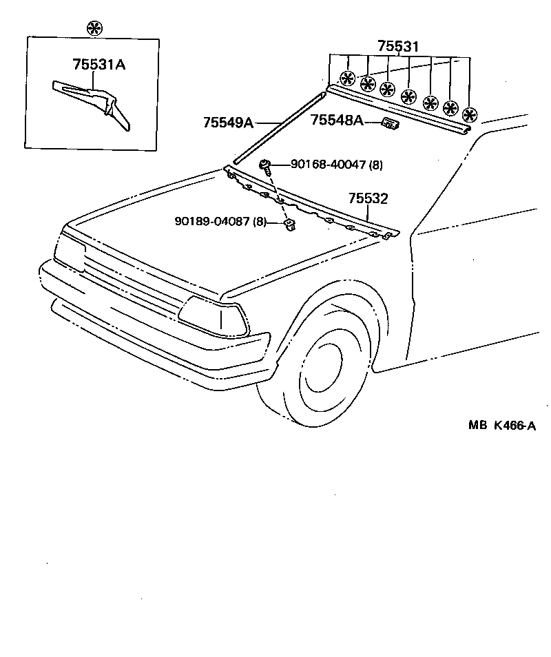 75549-10030 MOULDING, WINDSHIELD OUTSIDE SUB product image