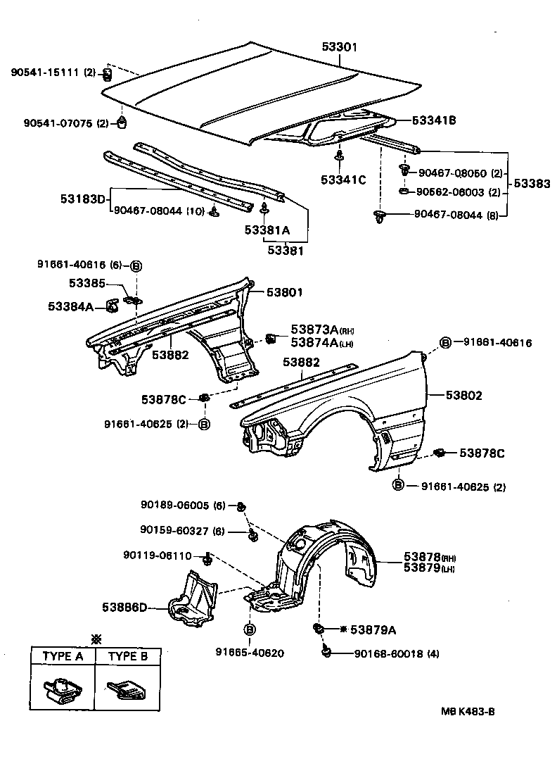 53802-24070 FENDER SUB-ASSY, FRONT LH product image