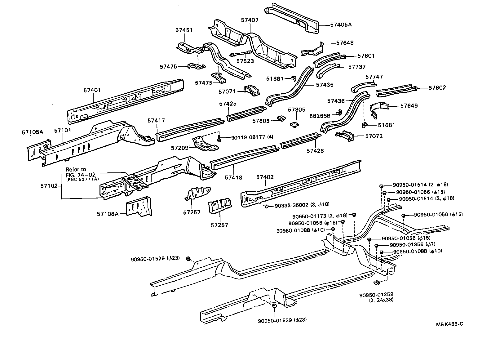 57105-24010 PLATE SUB-ASSY, FRONT SIDE MEMBER, RH product image