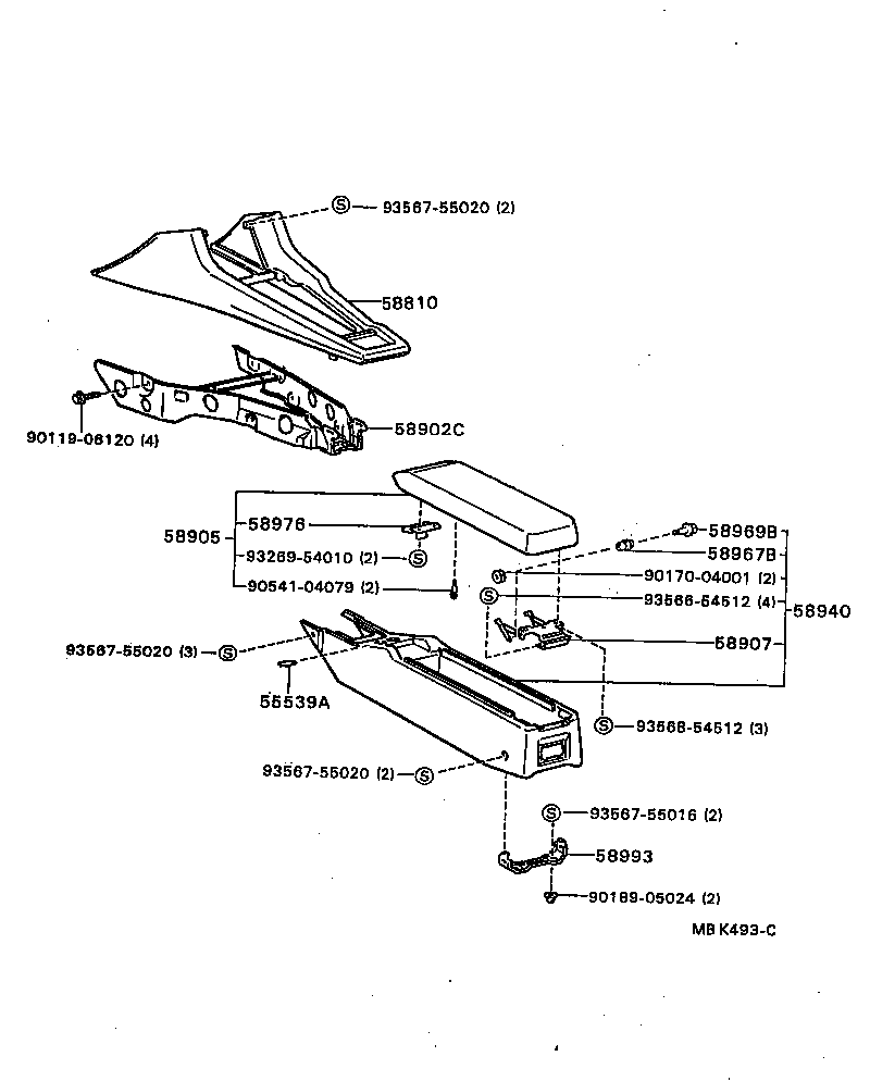 58905-24020-01 DOOR SUB-ASSY, CONSOLE COMPARTMENT product image