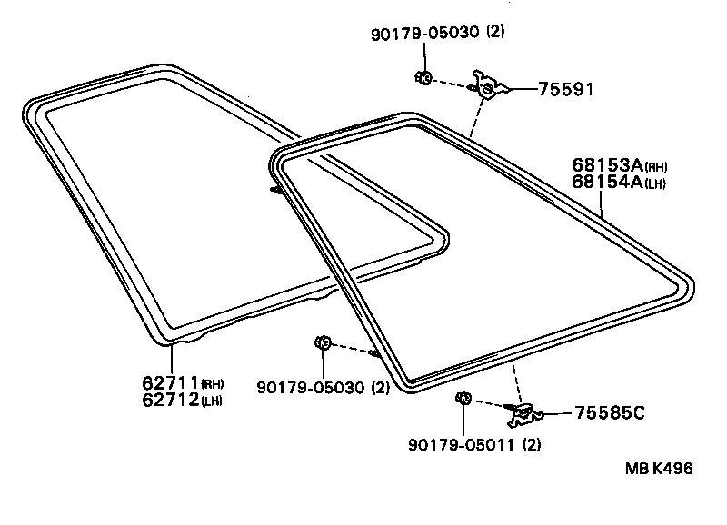 62711-24060 GLASS, QUARTER WINDOW, RH product image