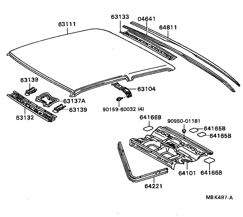 63142-24020 REINFORCEMENT SUB-ASSY, ROOF PANEL, CENTER product image