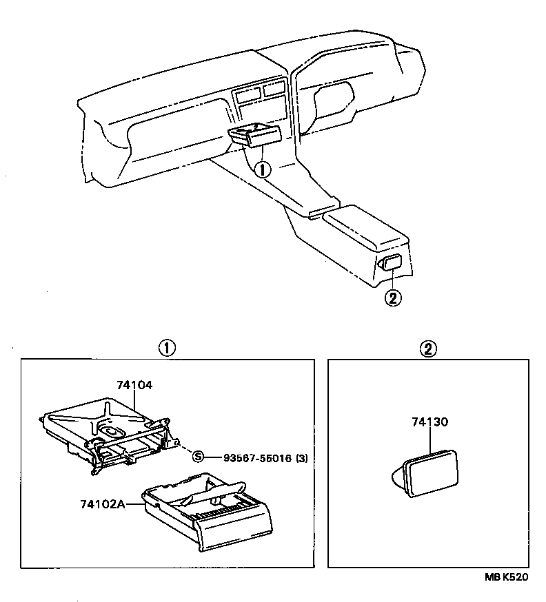 74104-24020 RETAINER SUB-ASSY, ASH RECEPTACLE, NO.1 product image