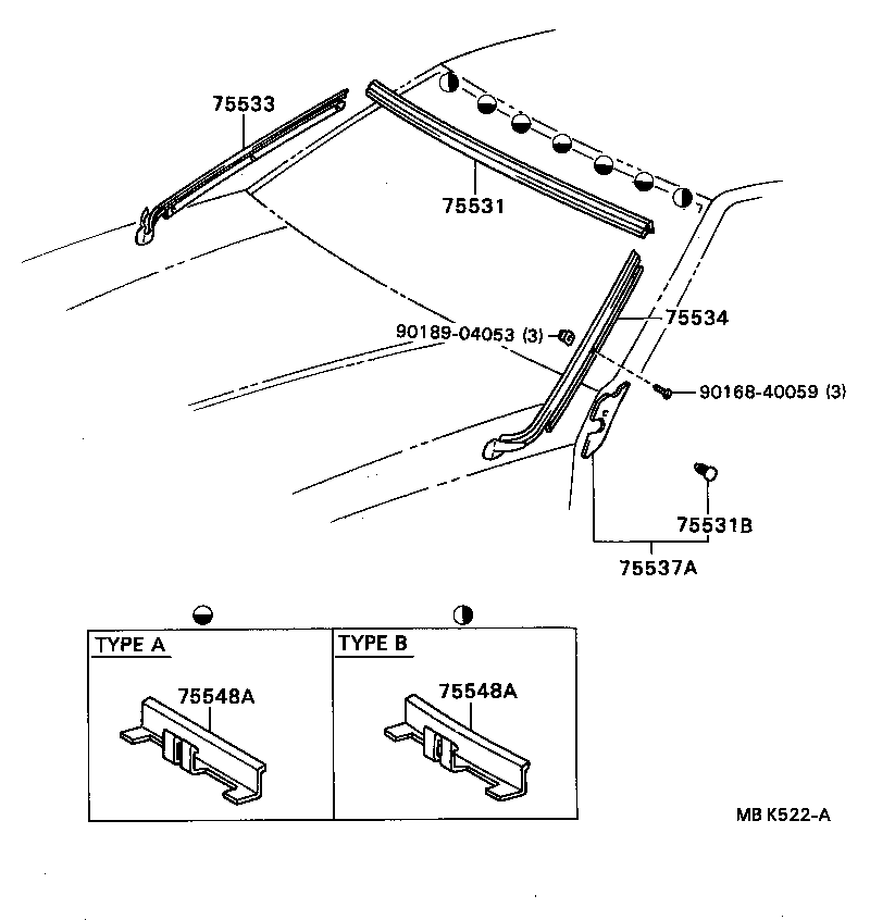 75533-24030 MOULDING, WINDSHIELD, OUTSIDE RH product image
