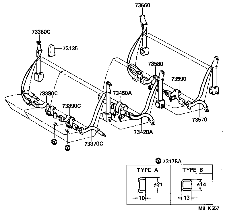 73210-95J03 BELT ASSY, FRONT SEAT OUTER, RH product image