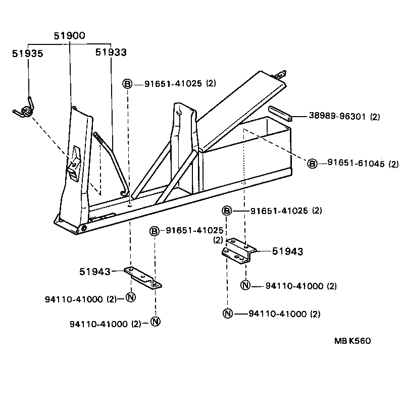 51931-36020 BRACKET, SPARE WHEEL CARRIER, NO.1 product image