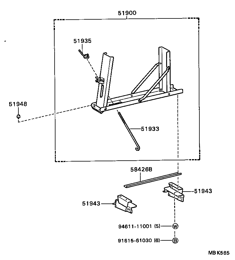 65103-93100 BRACKET, SPARE WHEEL CARRIER, NO.1 product image