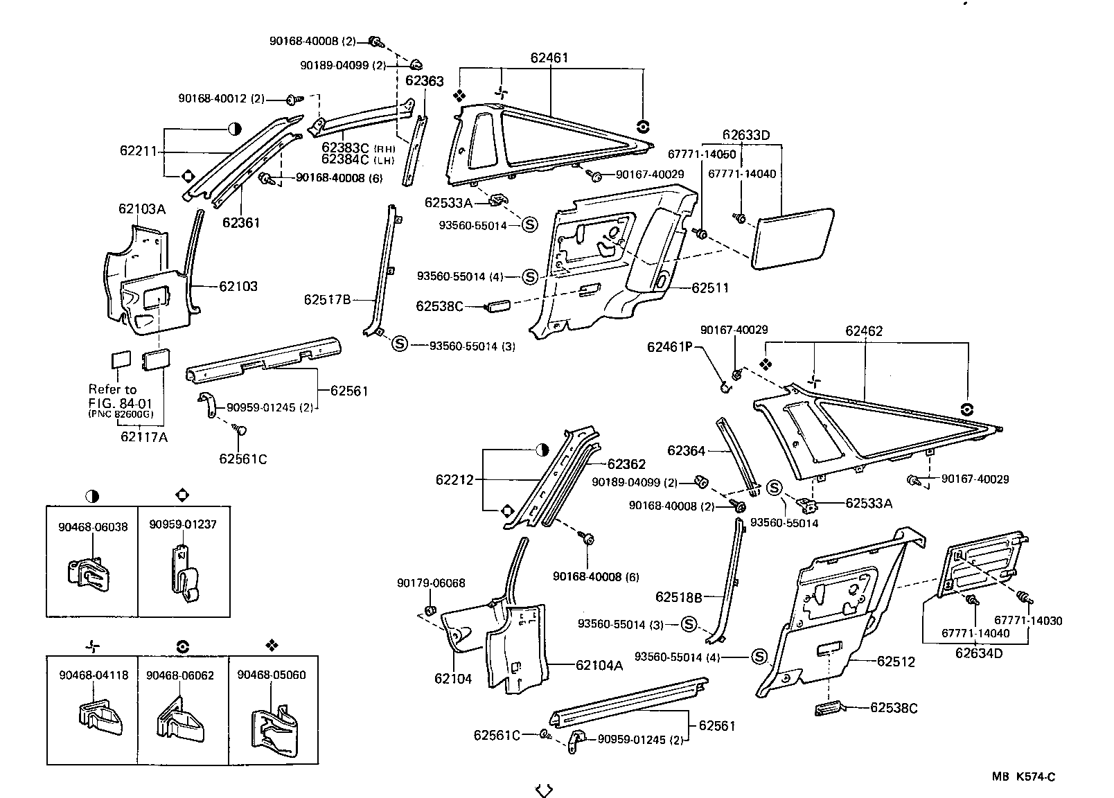 62362-14070 RETAINER, ROOF SIDE RAIL WEATHERSTRIP, FRONT LH product image