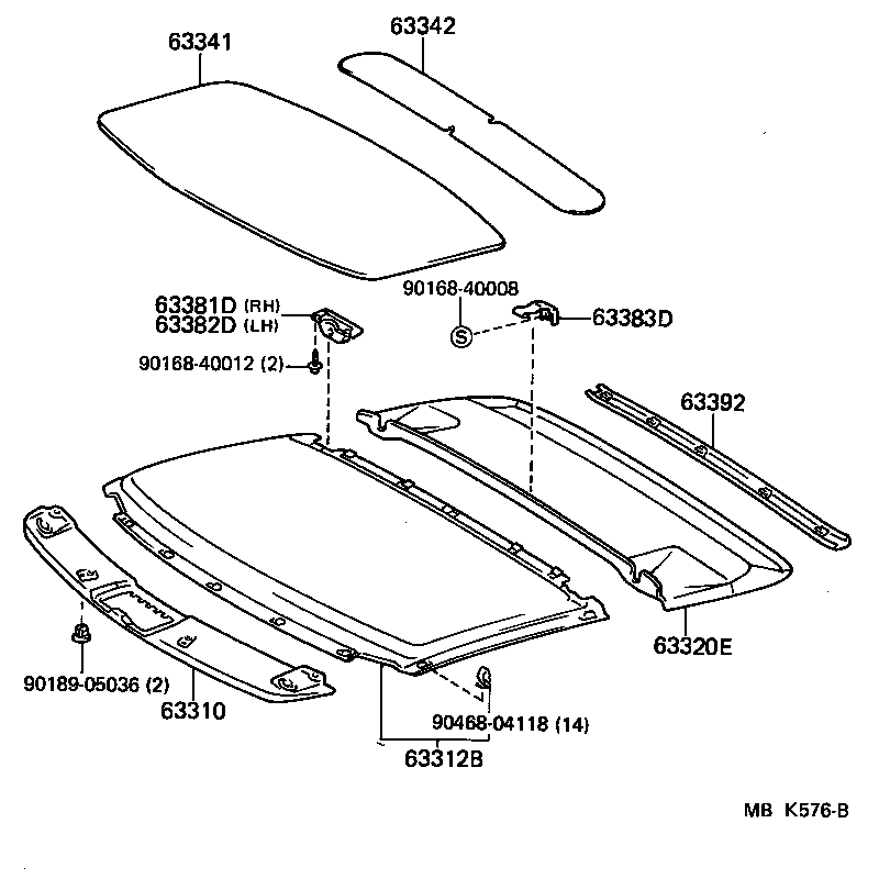Toyota 63310-14641-03 HEADLINING ASSY, ROOF