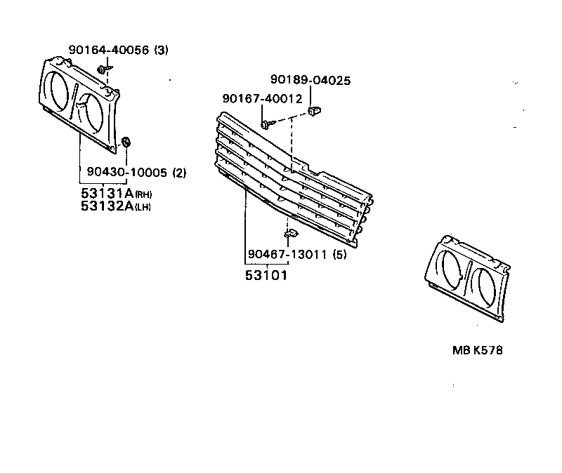 53121-20110 MOULDING, RADIATOR GRILLE, UPPER product image