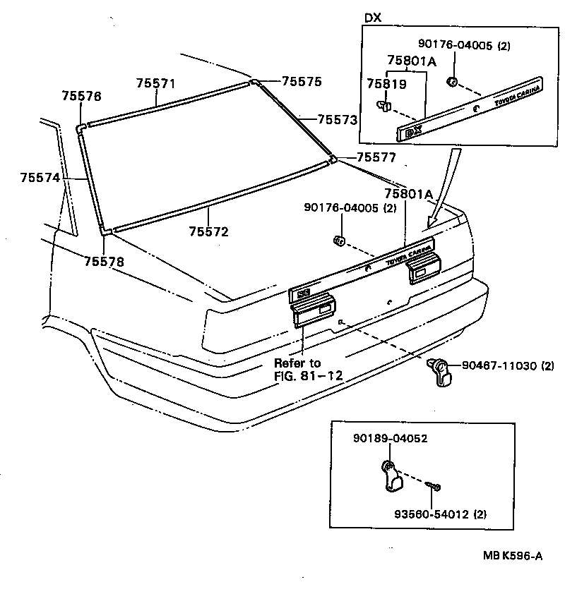 75571-20190 MOULDING, BACK WINDOW, OUTSIDE UPPER product image