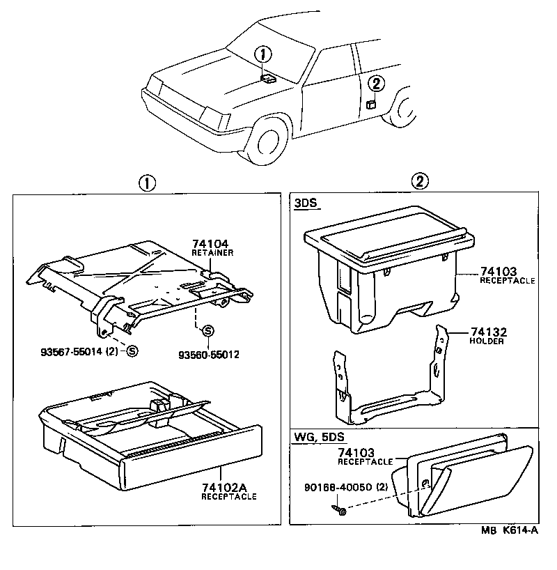 74102-16020 RECEPTACLE ASSY, FRONT ASH product image
