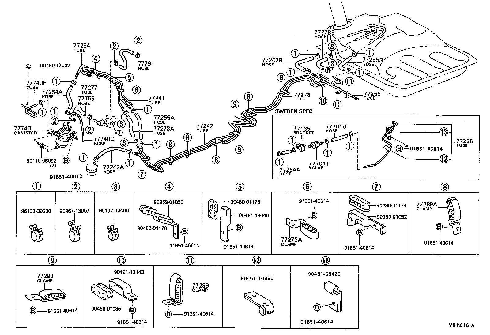 77011-16030 PIPE SUB-ASSY, FUEL TANK FILLER, LOWER product image