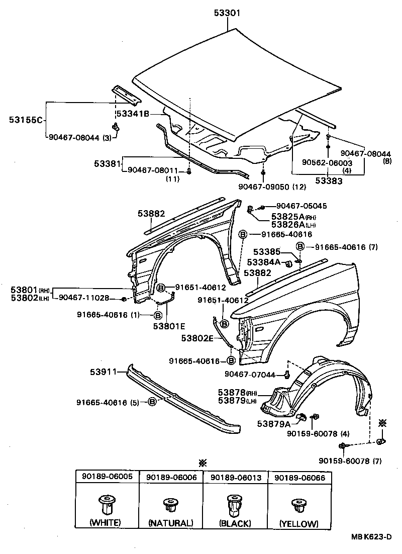53801-16070 FENDER SUB-ASSY, FRONT RH product image