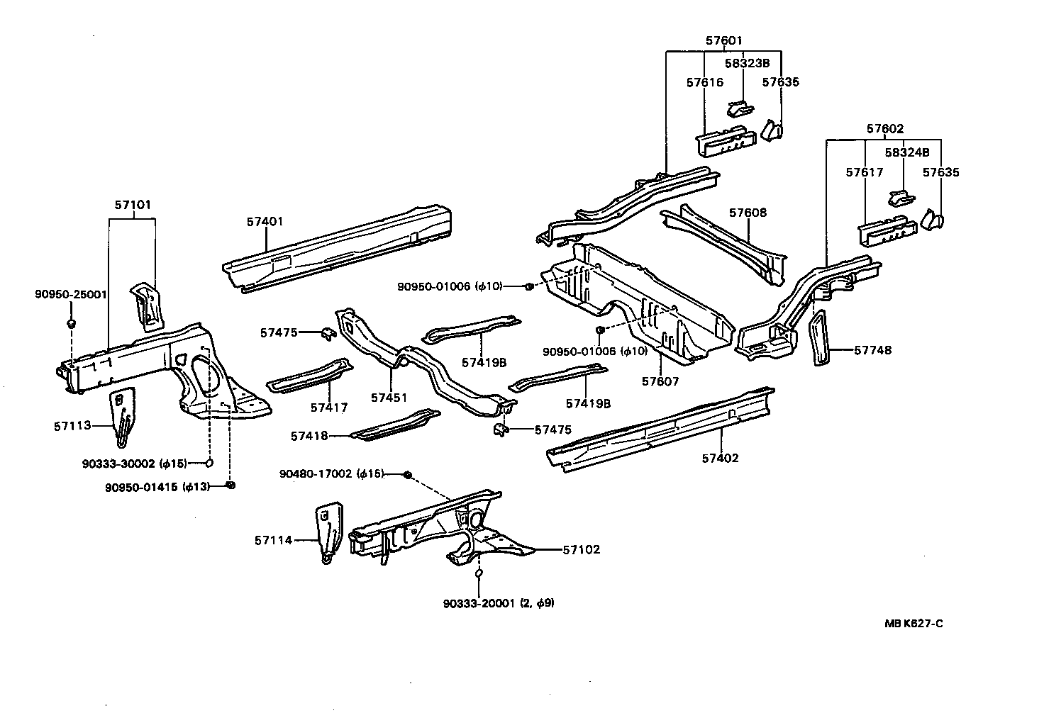 57101-16150 MEMBER SUB-ASSY, FRONT SIDE, RH product image