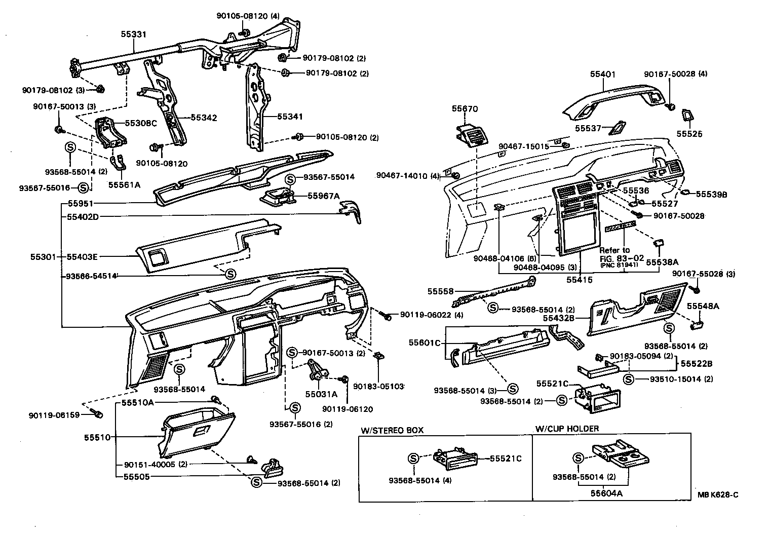 55031-16010 STAY SUB-ASSY, INSTRUMENT PANEL, NO.1 product image