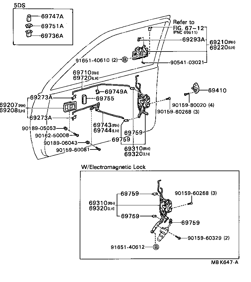 69320-16130 LOCK ASSY, FRONT DOOR, LH product image