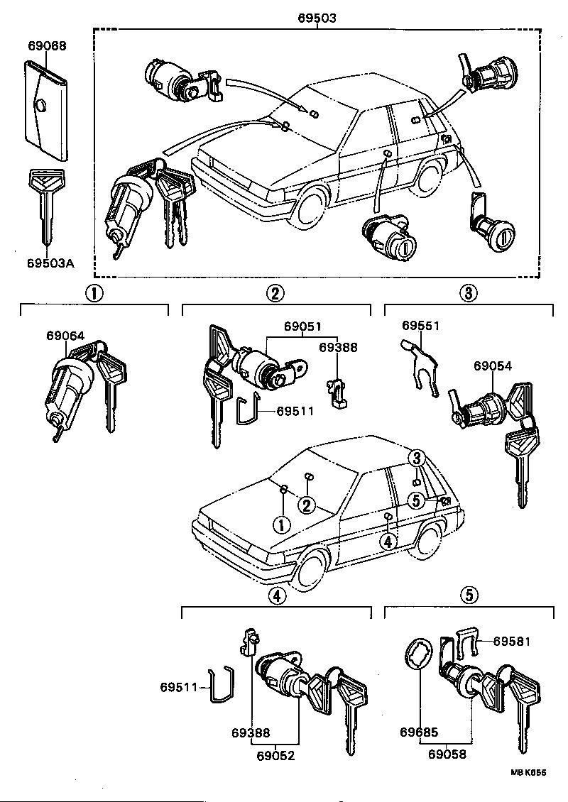 69005-16260 CYLINDER SET, LOCK product image