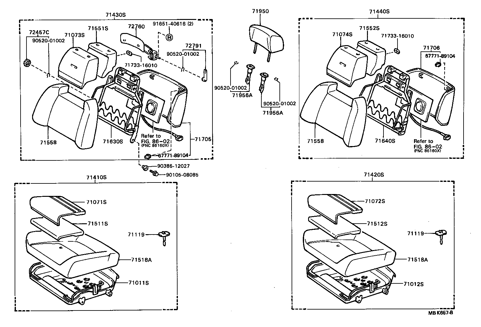 71513-16010 PAD, FRONT SEAT CUSHION, RH(FOR SEPARATE TYPE) product image