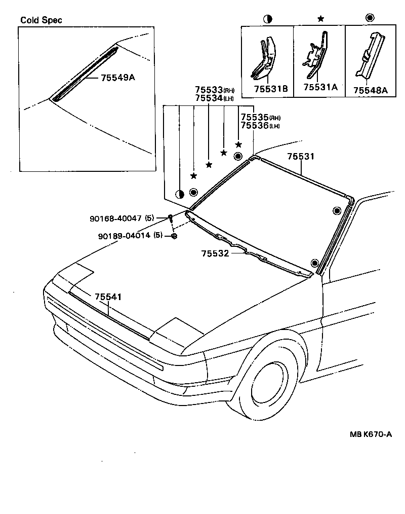 75533-16050 MOULDING, WINDSHIELD, OUTSIDE RH product image