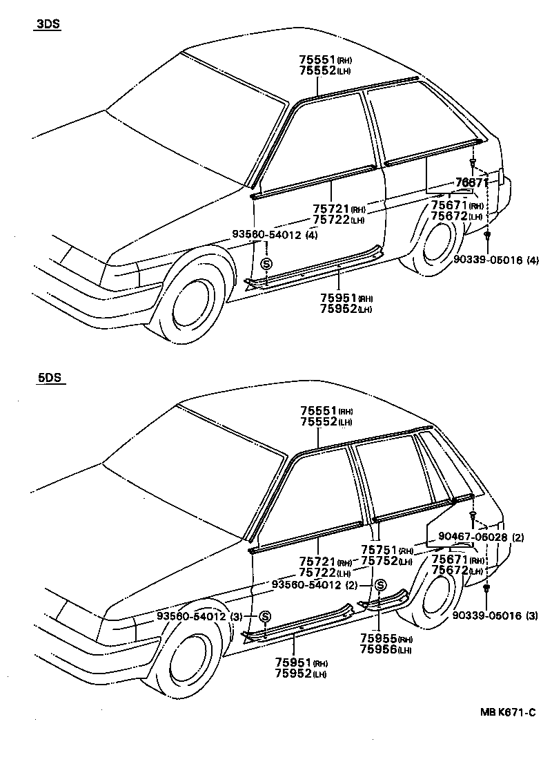 75720-16100 MOULDING, FRONT DOOR BELT, LH product image
