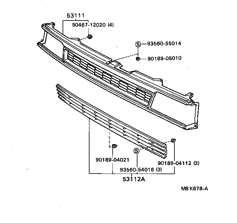 53141-16010 GARNISH, RADIATOR GRILLE, LOWER RH product image