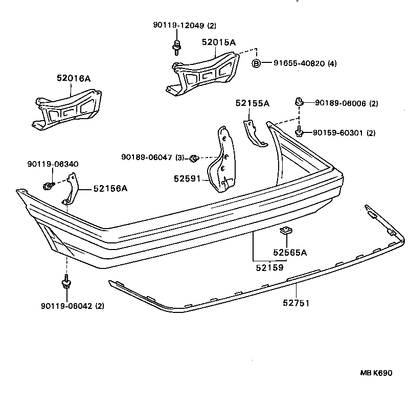 52016-12141 ARM SUB-ASSY, REAR BUMPER, LH product image