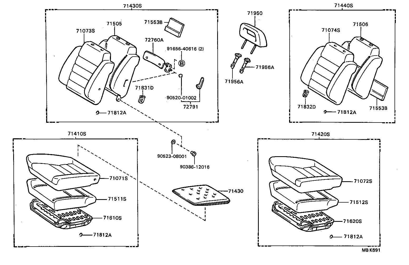 71610-20380 SPRING ASSY, FRONT SEAT CUSHION, RH(FOR SEPARATE TYPE) product image