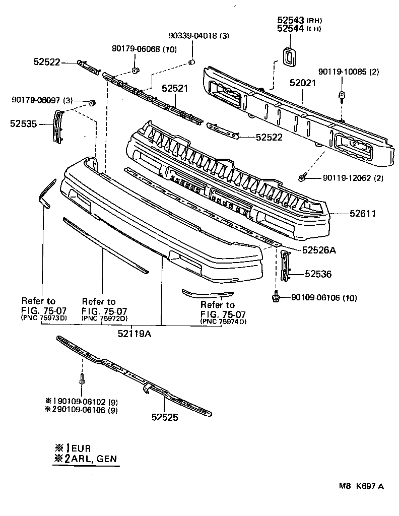 52506-17020 RETAINER, FRONT BUMPER, LOWER CENTER product image