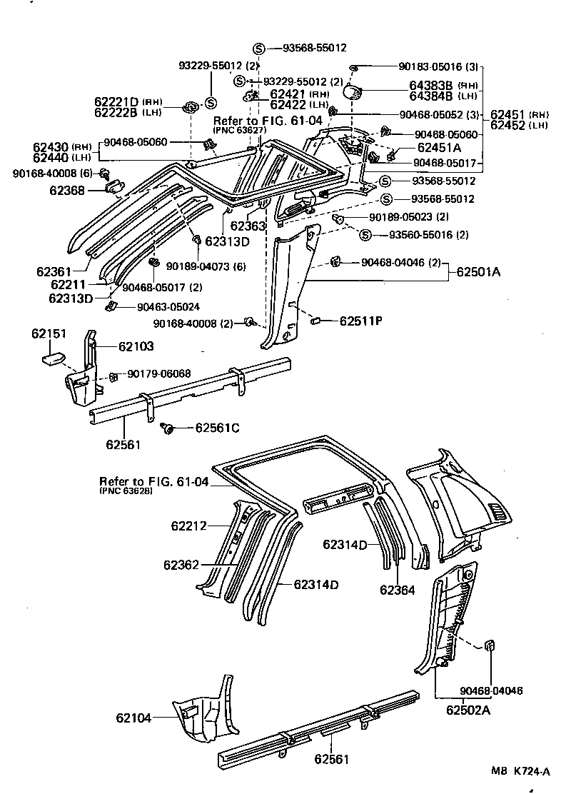 62375-17010 CLIP, DOOR WINDOW GLASS, NO.1 product image