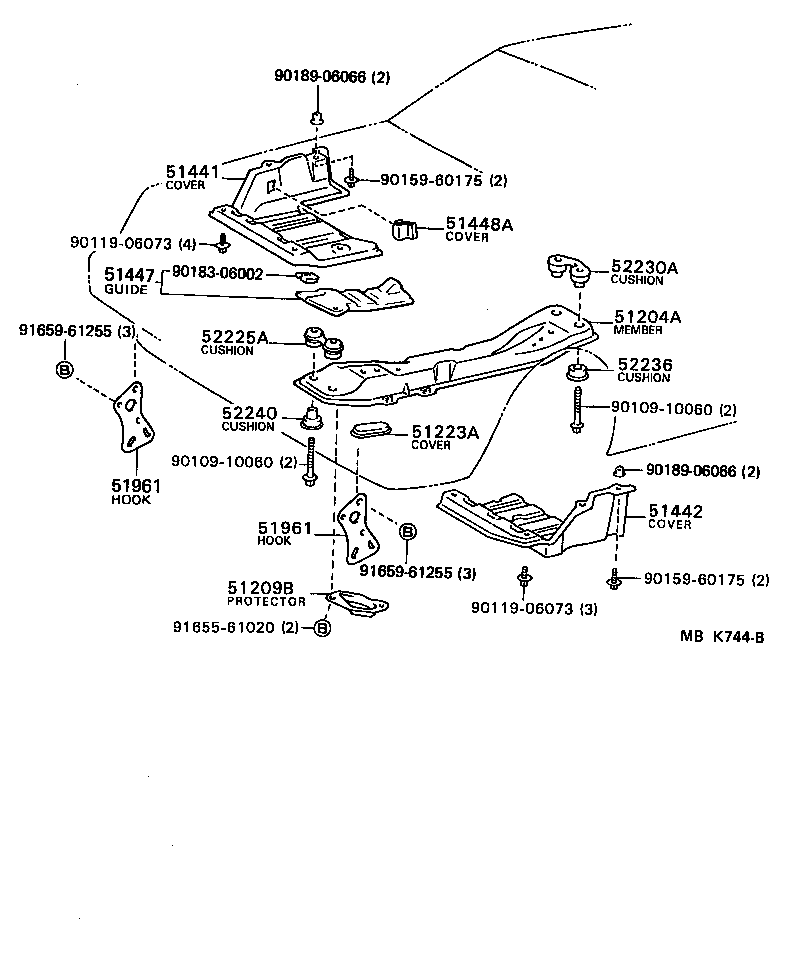 Toyota 51204-12032 MEMBER SUB-ASSY, ENGINE MOUNTING, CENTER