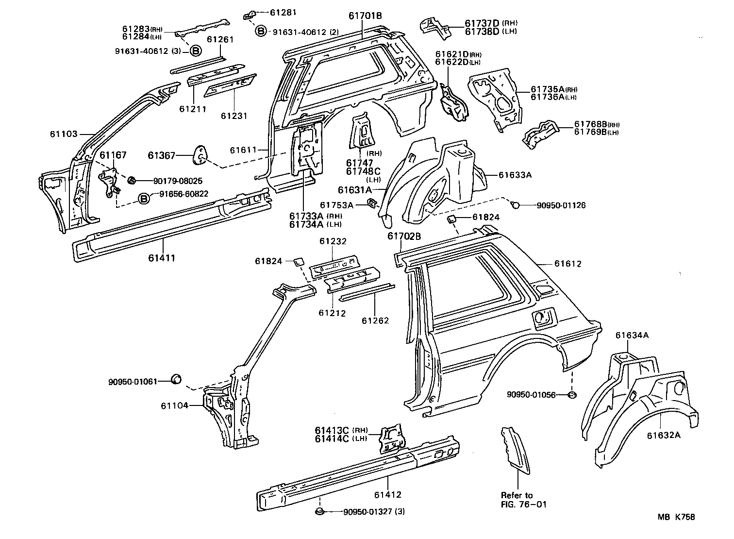 61737-02010 REINFORCEMENT, ROOF SIDE, INNER RH product image