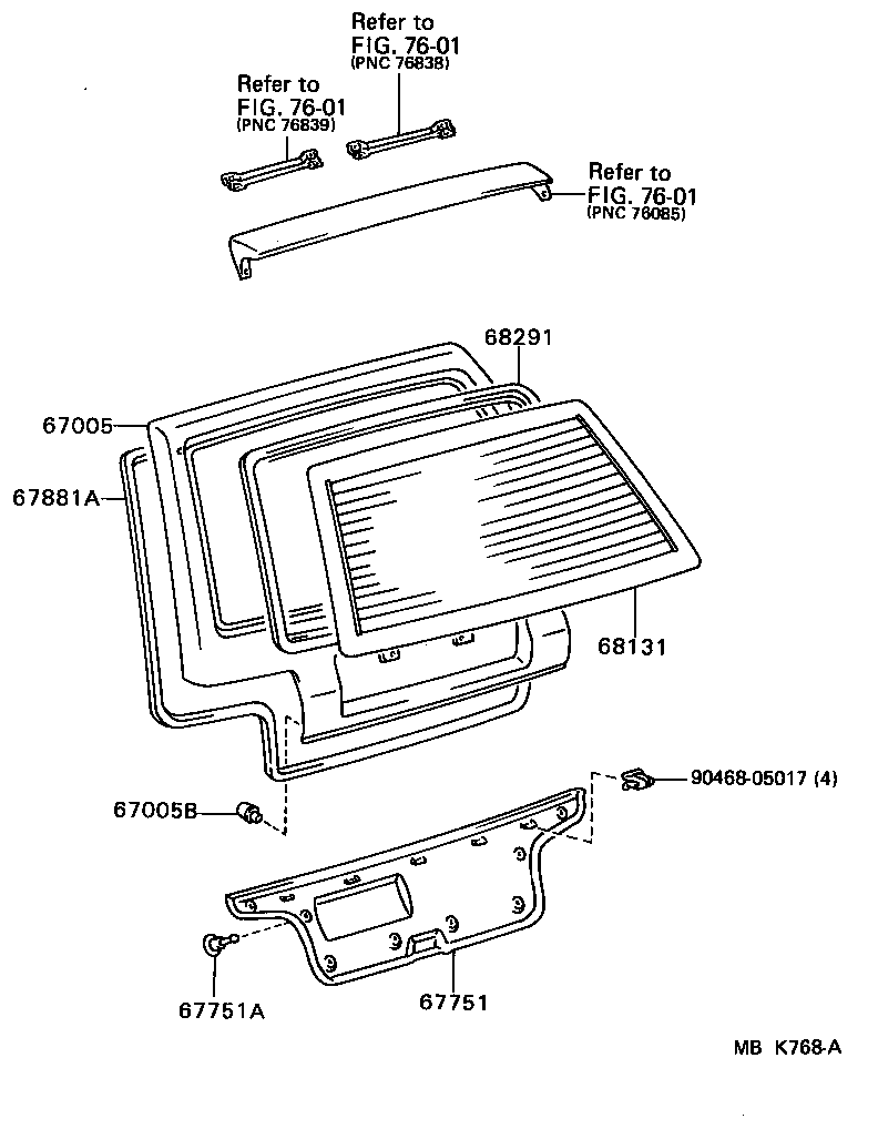 Toyota 67005-02010 PANEL SUB-ASSY, BACK DOOR