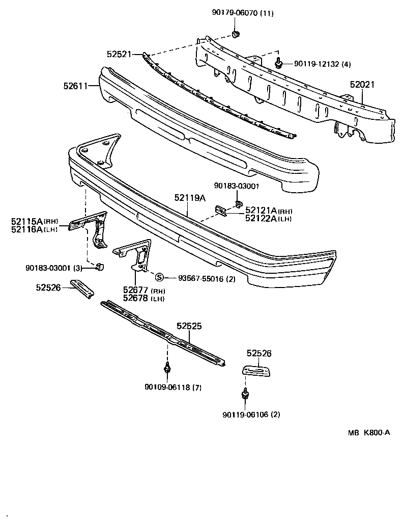 52116-16080 SUPPORT, FRONT BUMPER SIDE, LH product image
