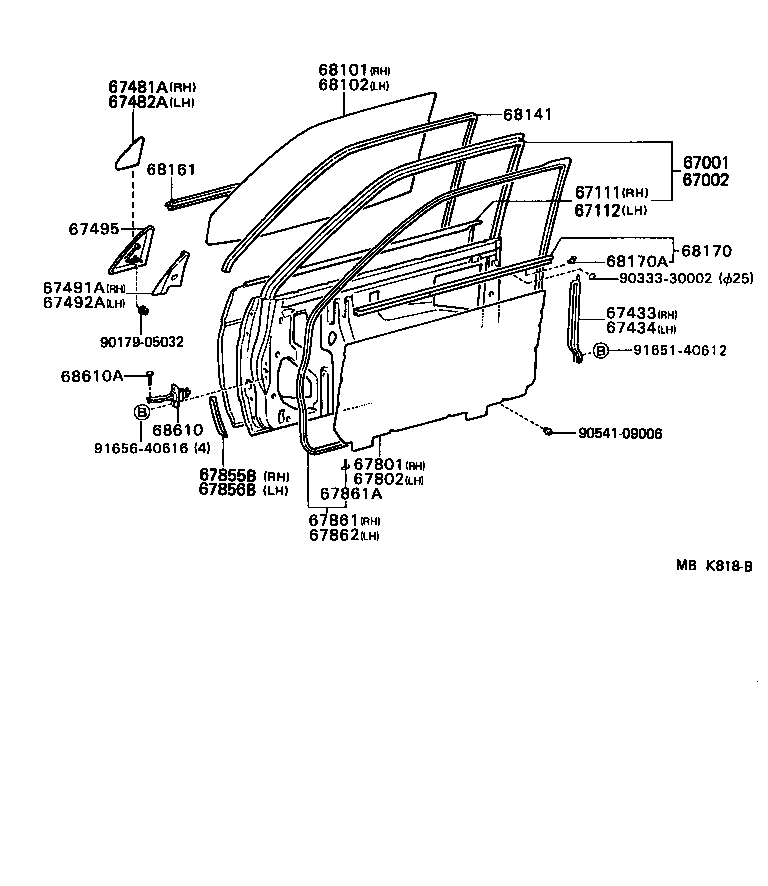 Toyota 67610-16670-01 BOARD SUB-ASSY, FRONT DOOR TRIM, RH
