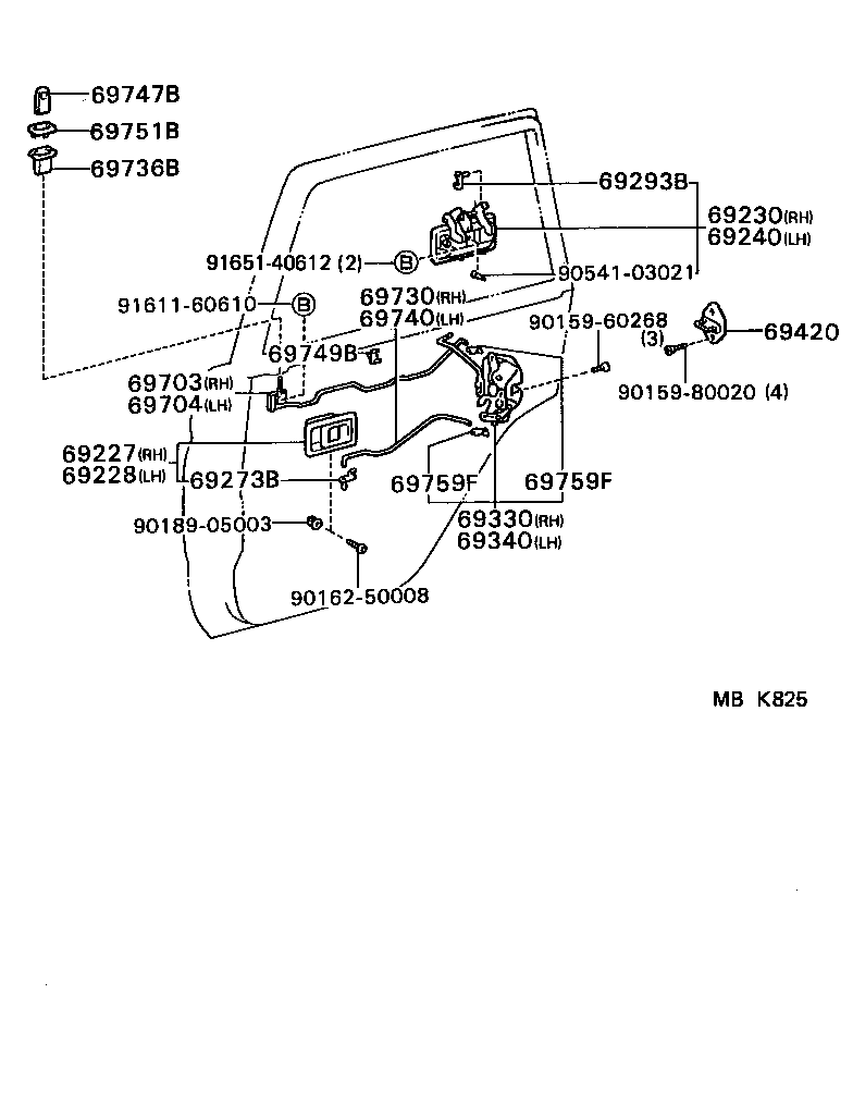 69770-16050 LINK SUB-ASSY, REAR DOOR LOCKING CONTROL, RH product image