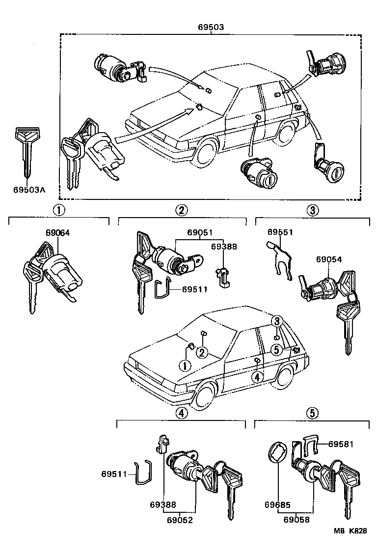 69005-16340 CYLINDER SET, LOCK product image