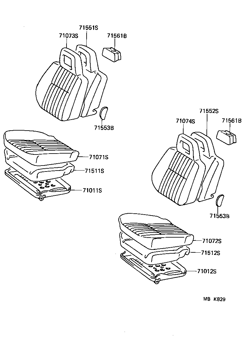 71505-16010 PAD, FRONT SEAT BACK, RH(FOR SEPARATE TYPE) product image