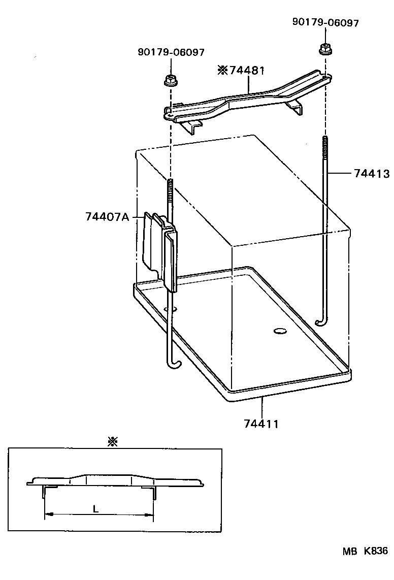 74404-16070 CLAMP, BATTERY HOLD DOWN product image