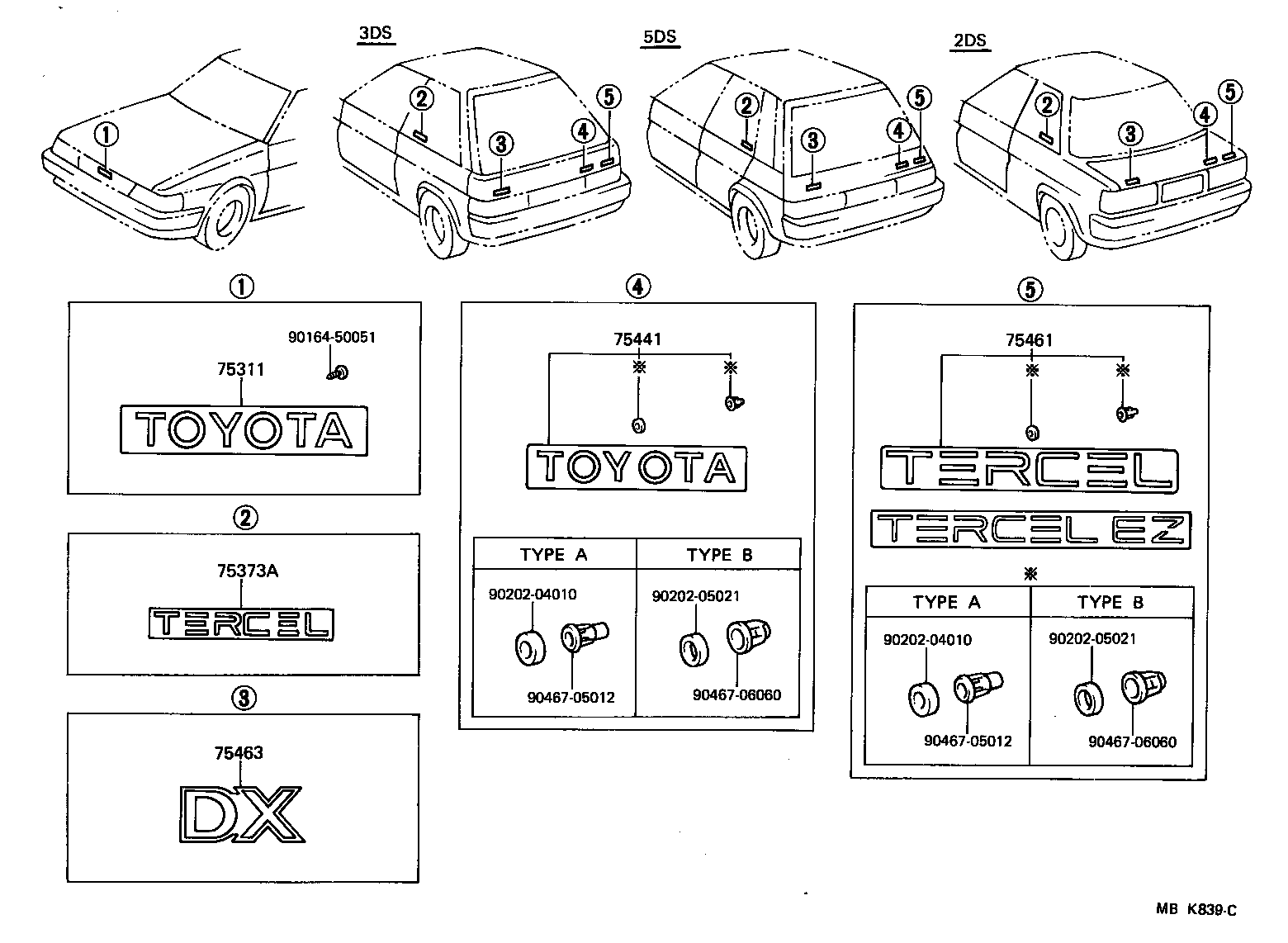 Toyota 75441-16241 PLATE, REAR NAME, NO.1