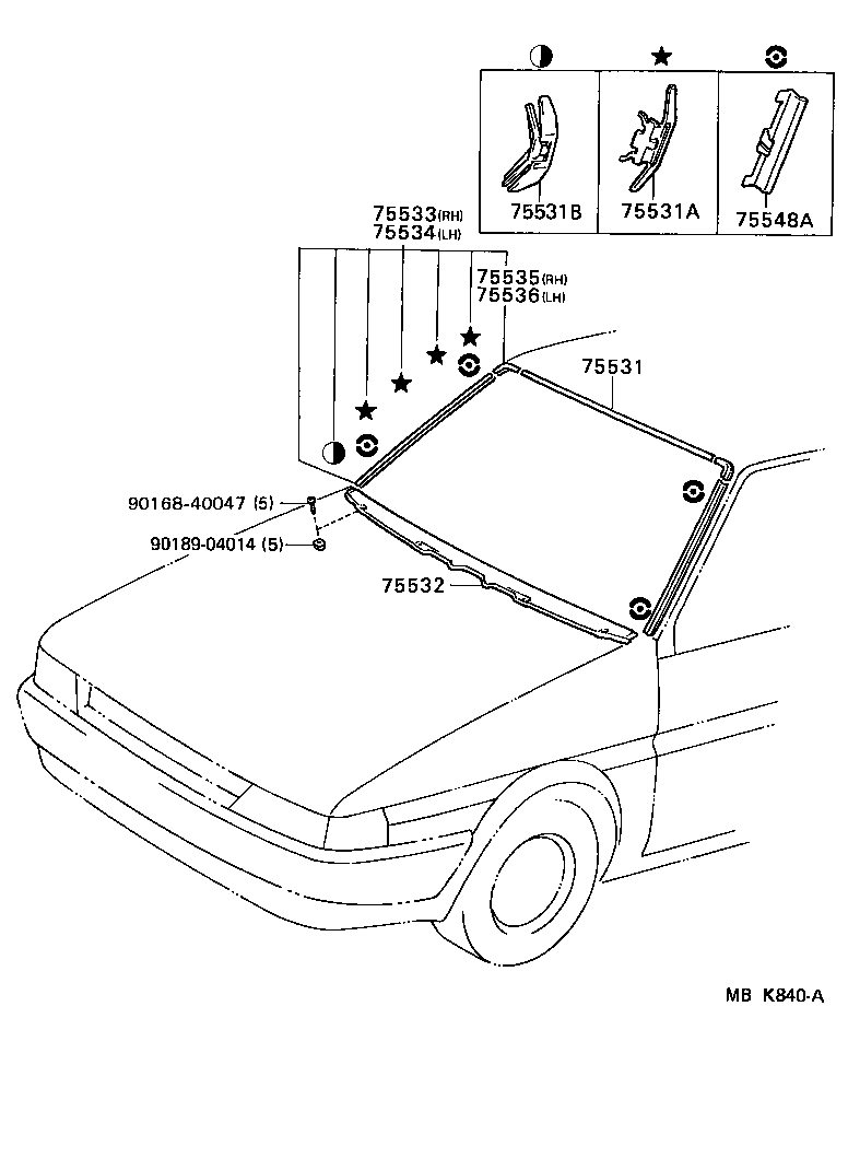 Toyota 75531-16060 MOULDING, WINDSHIELD, OUTER UPPER