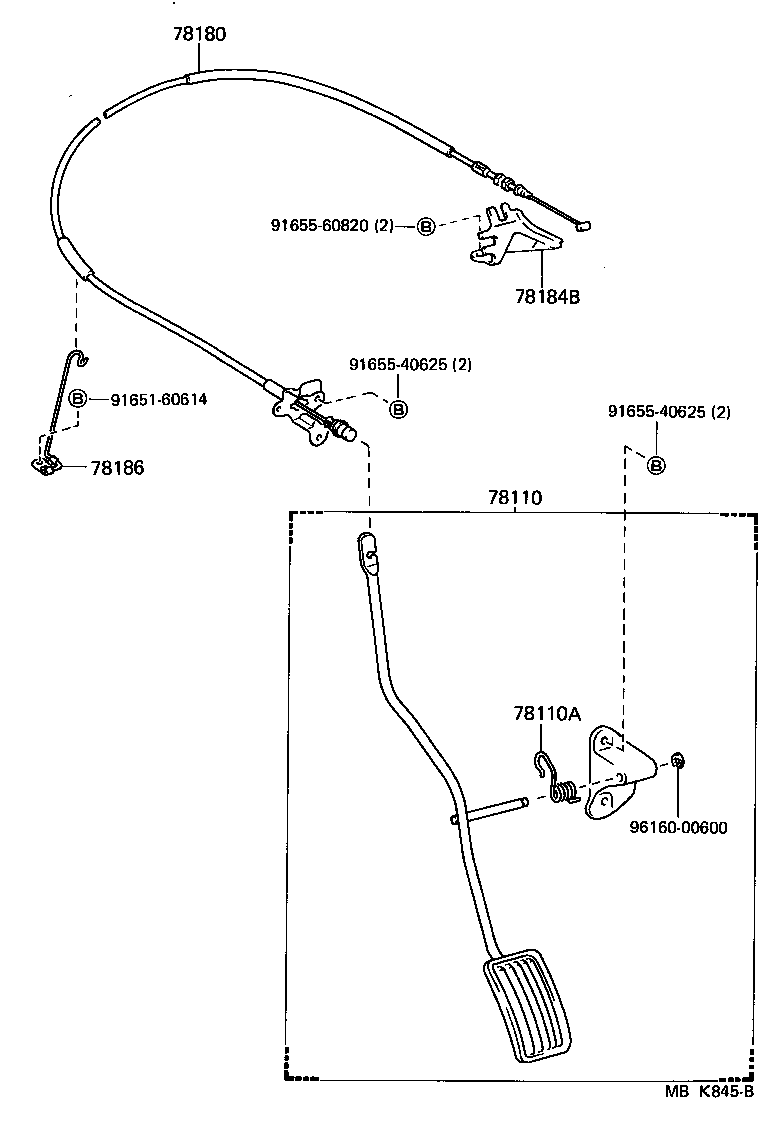 Toyota 78120-16080 ROD ASSY, ACCELERATOR PEDAL