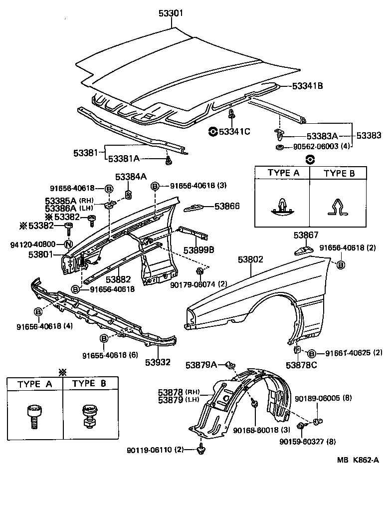 Toyota 53802-14820 FENDER SUB-ASSY, FRONT LH