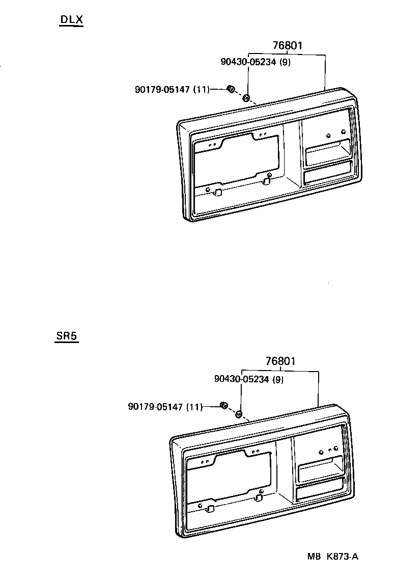 Toyota 76801-19095 GARNISH SUB-ASSY, BACK DOOR, OUTSIDE