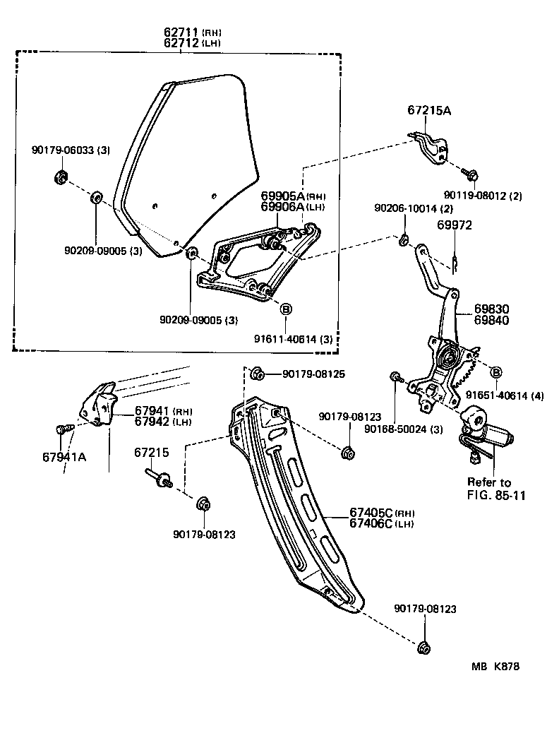 62775-20010 CLIP, QUARTER WINDOW product image