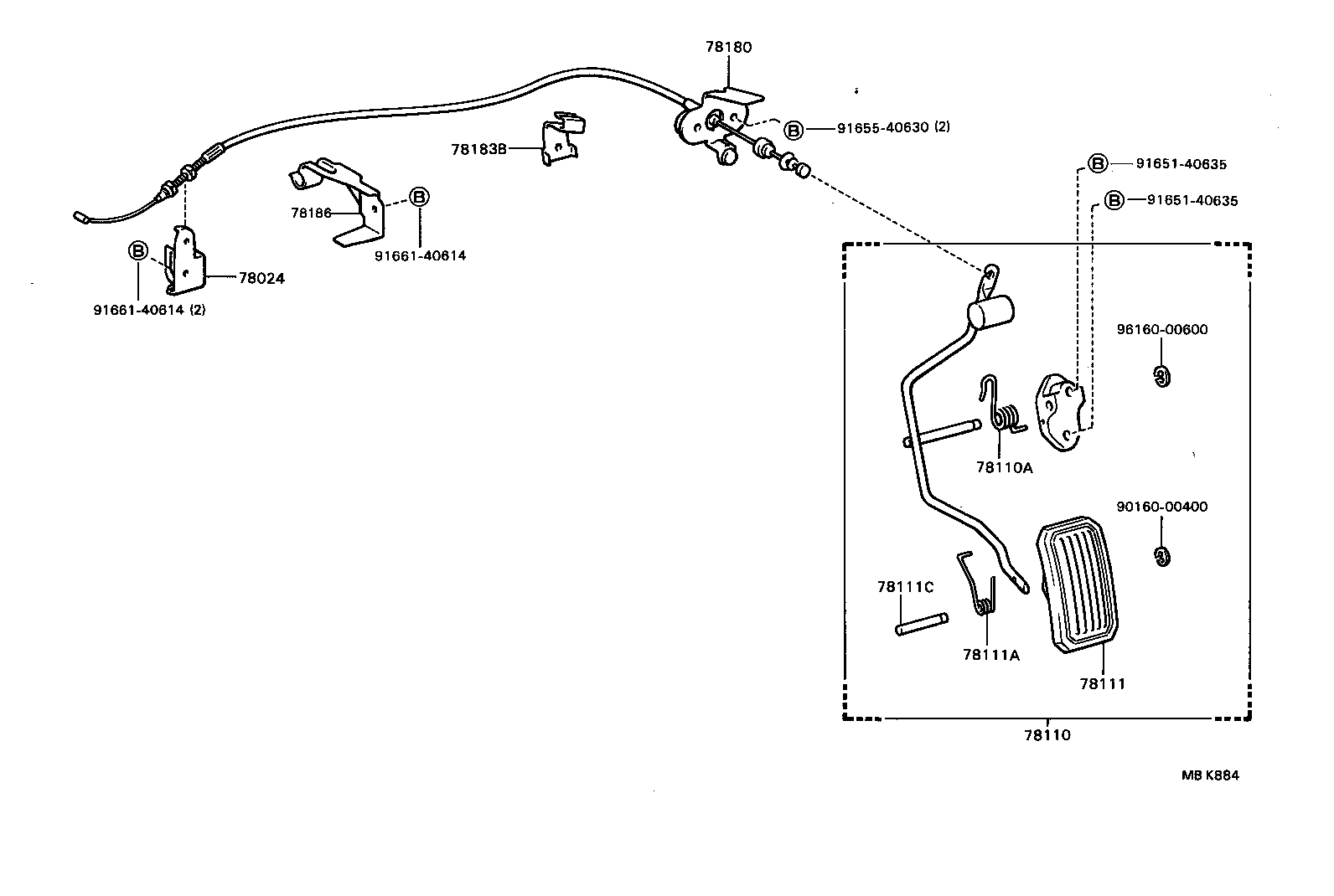 78150-20080 CABLE ASSY, ACCELERATOR AUTO DRIVE product image