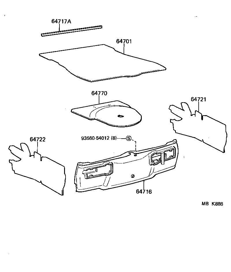 58703-20080 COVER SUB-ASSY, LUGGAGE COMPARTMENT SIDE, RH product image
