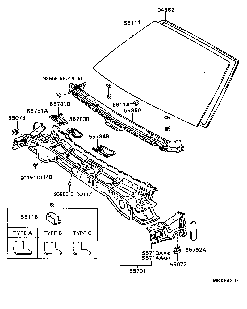 55781-32030 LOUVER, COWL TOP VENTILATOR, RH product image