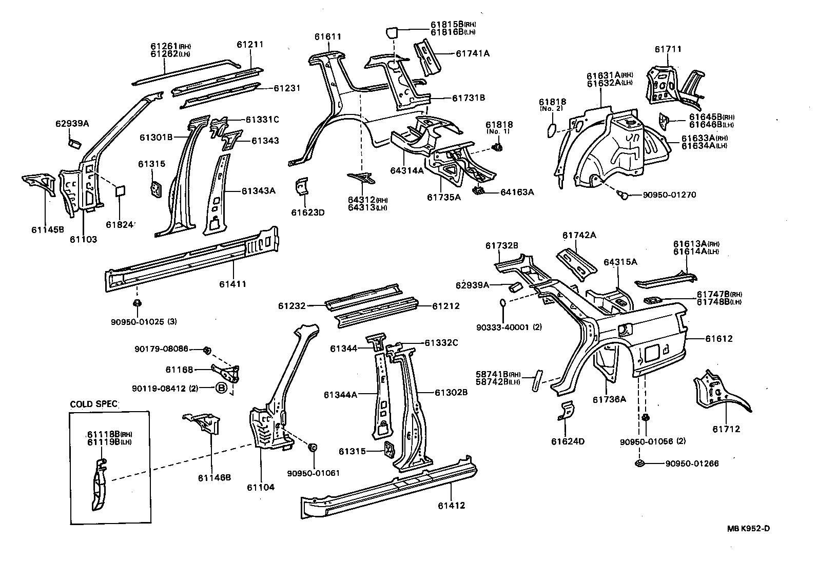 61815-32010 COVER, ROOF SIDE, INNER UPPER RH product image