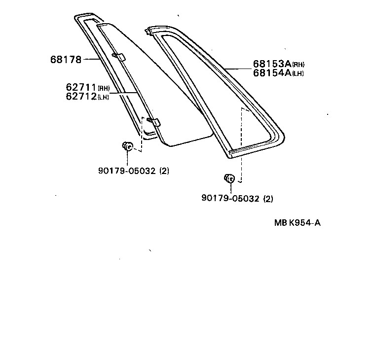 62711-32200 GLASS, QUARTER WINDOW, RH product image